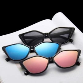 Aviator New Vintage Black Cat Eye Sunglasses Women Fashion Brand Designer Mirror C7 - C4 - CQ18YLXEEYI $12.17