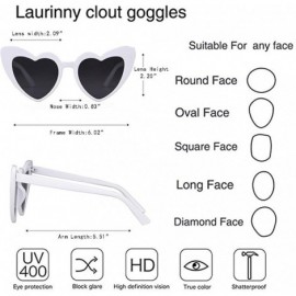 Cat Eye Vintage Heart Shape Sunglasses for Women - Clout Goggles Retro Love UV400 Eye Glasses Kurt Cobain - Grey White - CB18...