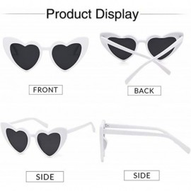 Cat Eye Vintage Heart Shape Sunglasses for Women - Clout Goggles Retro Love UV400 Eye Glasses Kurt Cobain - Grey White - CB18...