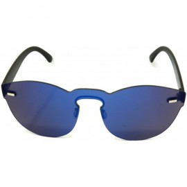 Sport Vintage Retro Top Crossbar Flat Lens - Large Blue Mirror Flat Lens - CH185OMHH46 $17.65