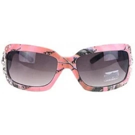 Rectangular Sunglasses with Crossed Pistols Pink Camouflage - CY11L2KMDK9 $20.26