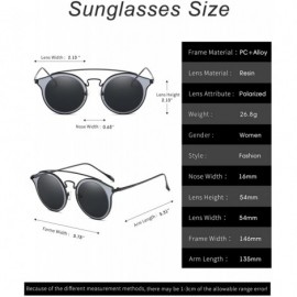 Round Polarized Sunglasses for Women Round Shades Fashion Oversized Metal Frame - Black Frame/Grey Lens - C618CCRCW6T $17.10