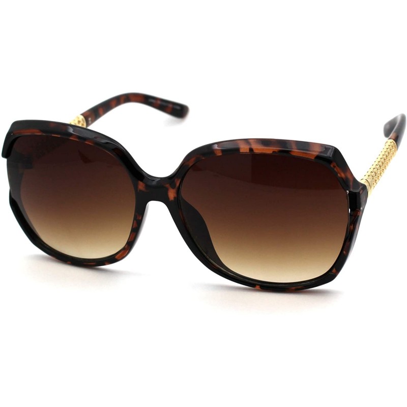 Oversized Womens Butterfly Jewel Hollow Metal Arm Chic Sunglasses - Tortoise Gold Brown - C318W7O636M $9.80