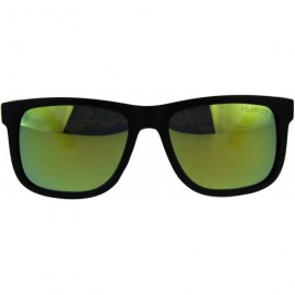 Sport Polarized Kush Mens Rectangular Color Mirror Lens Sport Horn Rim Sunglasses - Black Yellow - CQ18DLG2XQO $17.44