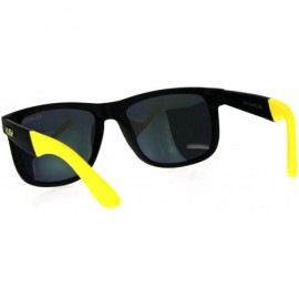 Sport Polarized Kush Mens Rectangular Color Mirror Lens Sport Horn Rim Sunglasses - Black Yellow - CQ18DLG2XQO $17.44