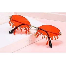 Rimless Fashion Rimless Sunglasses Women New Vintage Unique Tears Shape punk Sunglasses Female Shades UV400 - Red - CL196YXAL...