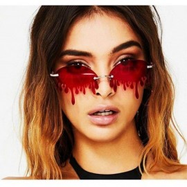 Rimless Fashion Rimless Sunglasses Women New Vintage Unique Tears Shape punk Sunglasses Female Shades UV400 - Red - CL196YXAL...