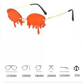 Rimless Fashion Rimless Sunglasses Women New Vintage Unique Tears Shape punk Sunglasses Female Shades UV400 - Red - CL196YXAL...