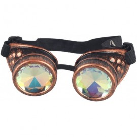 Goggle Retro Victorian Steampunk Goggles Rainbow Prism Kaleidoscope Glasses - Red Copper - CH18SQYO9A5 $11.48