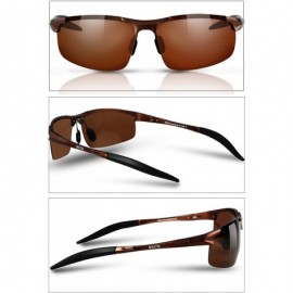 Square Mens Sports Polarized Sunglasses UV Protection Sunglasses for Men 8177s - Brown Frame Brown Lens - CG11TNSO6CP $25.09