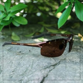 Square Mens Sports Polarized Sunglasses UV Protection Sunglasses for Men 8177s - Brown Frame Brown Lens - CG11TNSO6CP $25.09