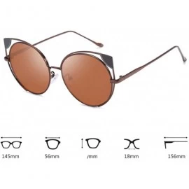 Round Fashion Cat Eye Metal Frame Round Candy Color Lenses Sunglasses UV400 - A1brown - CA18NU4U8YS $12.45