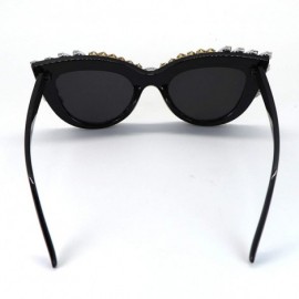 Cat Eye Retro Cateye Sunglasses for Women UV400 Protection Cat Eye bling rhinestone Sun Glasses - White - CR18SIIC3CL $15.96