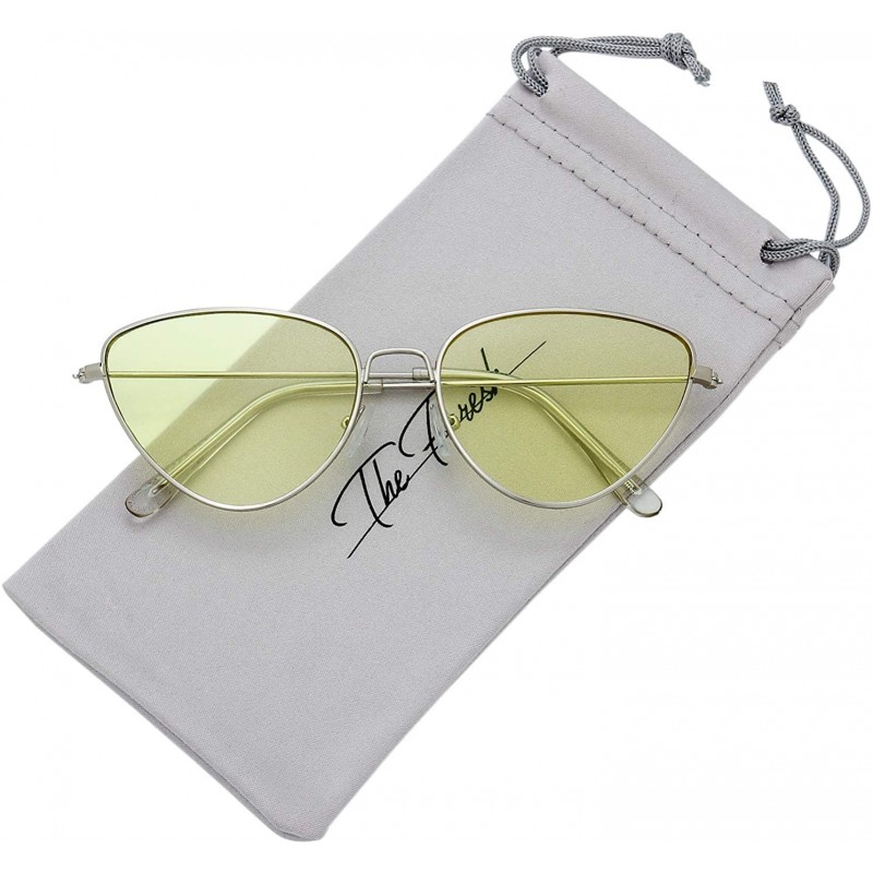 Butterfly Vintage Narrow Cat Eye Tinted Lens Sunglasses for Women Gift Box - 2-silver - C518C6YNOEW $11.50