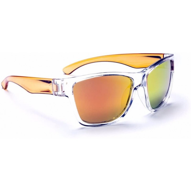 Sport Tag- Youth Kids Sunglasses - Crystal Clear with Orange Frame- Polarized Smoke with Red Mirror Lens - CY11QSZA1D3 $20.96