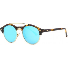 Semi-rimless Polarized Sunglasses Mens Semi-Rimless Retro Unisex Glasses AE0504 - Tortoise&blue - C512NZ6SUZ5 $13.87