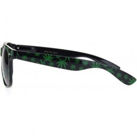 Rectangular Mens Marijuana Pot Leaf Print Hipster Black Horn Rim Sunglasses - Shiny Black - CQ18MD6TQDH $7.45