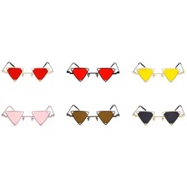 Rimless Vintage Punk Styles Women Triangle Sunglasses Fashion Men Hollow Out Red Lens Sun glasses UV400 - C06 Gold Gray - CR1...