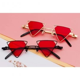 Rimless Vintage Punk Styles Women Triangle Sunglasses Fashion Men Hollow Out Red Lens Sun glasses UV400 - C06 Gold Gray - CR1...