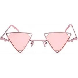 Rimless Vintage Punk Styles Women Triangle Sunglasses Fashion Men Hollow Out Red Lens Sun glasses UV400 - C06 Gold Gray - CR1...