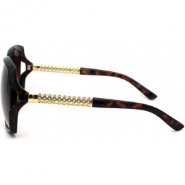 Oversized Womens Butterfly Jewel Hollow Metal Arm Chic Sunglasses - Tortoise Gold Brown - C318W7O636M $9.80