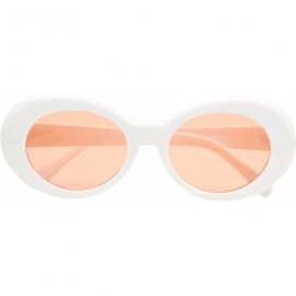 Oval Oversized 90's Retro Pop Colorful Candy Lens Clout Goggles Oval Round Mod Sunglasses - Peach Lens - CB18697N0Z3 $10.89