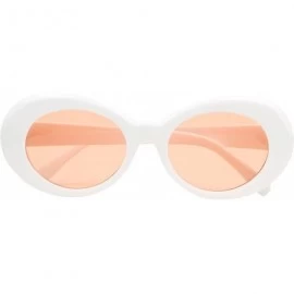 Oval Oversized 90's Retro Pop Colorful Candy Lens Clout Goggles Oval Round Mod Sunglasses - Peach Lens - CB18697N0Z3 $10.89