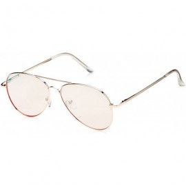 Aviator Small Matte Metal Rose Gold Pink Mirror Flat Lens Aviator Sunglasses 56mm - Matte Gold / Pink Mirror - CJ12K5F92TB $1...