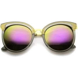 Cat Eye Womens Fashion Oversized Mirrored Lens Round Cat Eye Sunglasses 56mm - Clear-gold / Purple Mirror - C012J18F9C7 $9.37