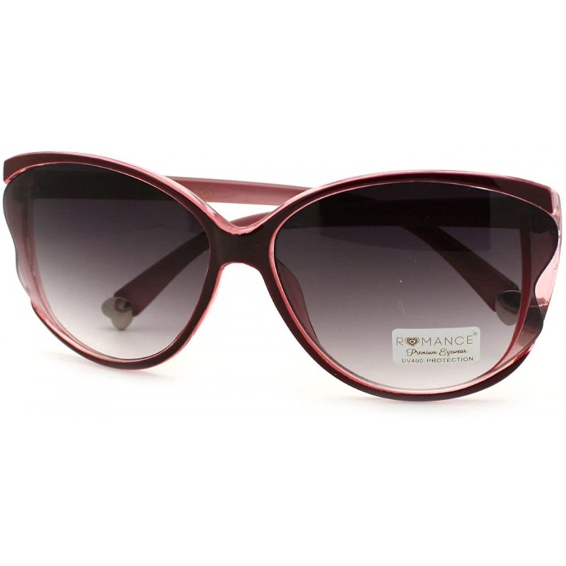 Butterfly Womens Oversized Butterfly Sunglasses Unique Wavy Lens - Burgundy - CK11S0WHM35 $11.15