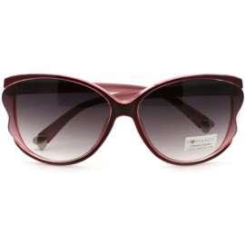 Butterfly Womens Oversized Butterfly Sunglasses Unique Wavy Lens - Burgundy - CK11S0WHM35 $11.15