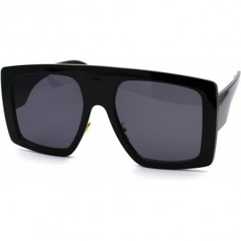 Oversized Retro Flat Top Oversize Rectangular Mobster Sunglasses - All Black - CH18UTH0NYZ $10.12