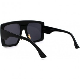 Oversized Retro Flat Top Oversize Rectangular Mobster Sunglasses - All Black - CH18UTH0NYZ $10.12