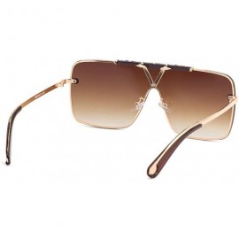 Rimless Flat Top Sunglasses For Men Women Rimless Shield Sunglasses oversized Retro Sunglasses - 4 - CZ190RC8MN2 $18.22