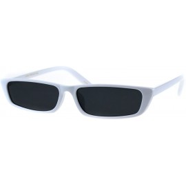 Rectangular Womens Classic Narrow Rectangular Cat Eye Vintage Plastic Sunglasses - White Black - CC18ESU5LWI $9.79