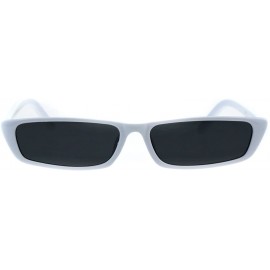 Rectangular Womens Classic Narrow Rectangular Cat Eye Vintage Plastic Sunglasses - White Black - CC18ESU5LWI $9.79