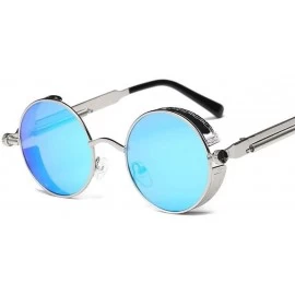 Round Metal Round Steampunk Sunglasses Men Women Fashion Glasses Retro Frame Vintage Sunglasses UV400 (Color 4) - 4 - C5199EK...