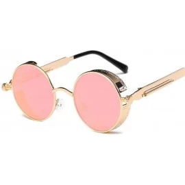 Round Metal Round Steampunk Sunglasses Men Women Fashion Glasses Retro Frame Vintage Sunglasses UV400 (Color 4) - 4 - C5199EK...