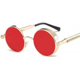 Round Metal Round Steampunk Sunglasses Men Women Fashion Glasses Retro Frame Vintage Sunglasses UV400 (Color 4) - 4 - C5199EK...