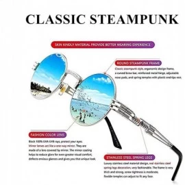 Round Steampunk Colored Hippie Sunglasses WITH CASE Retro Classic Circle Lens Round Sunglasses (Silver) - CP192RGAIIN $10.86