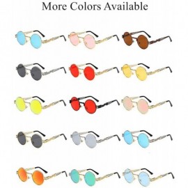 Round Steampunk Colored Hippie Sunglasses WITH CASE Retro Classic Circle Lens Round Sunglasses (Silver) - CP192RGAIIN $10.86