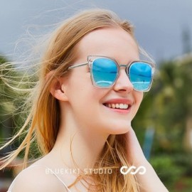 Round Sunglasses for Women - Oversized Round Lenses Women Sunglasses Polarized UV400 Mirror - Ice Blue - CC18CCGZD0H $15.88