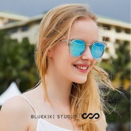 Round Sunglasses for Women - Oversized Round Lenses Women Sunglasses Polarized UV400 Mirror - Ice Blue - CC18CCGZD0H $15.88