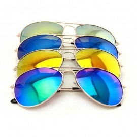 Aviator 4 Pairs Gold Aviator Sunglasses with Colorful Mirror Tint Uv400 - CS12C4VARRT $13.51