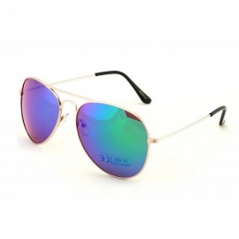 Aviator 4 Pairs Gold Aviator Sunglasses with Colorful Mirror Tint Uv400 - CS12C4VARRT $13.51