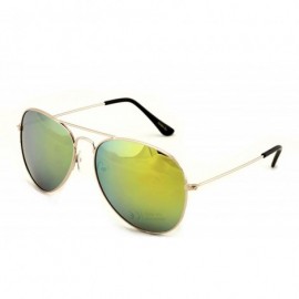 Aviator 4 Pairs Gold Aviator Sunglasses with Colorful Mirror Tint Uv400 - CS12C4VARRT $13.51