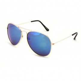 Aviator 4 Pairs Gold Aviator Sunglasses with Colorful Mirror Tint Uv400 - CS12C4VARRT $13.51