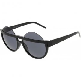 Oversized Big Mod Round Circle Half Frame Oversized Sunglasses (Black) - CX11DHWODI5 $12.05