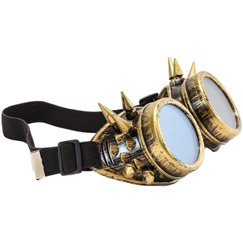 Aviator Spike Goggles Antique Brass Sunglasses Cosplay Aviator Steampunk Gothic Burning Man Silver - CS12M0PSD03 $16.08