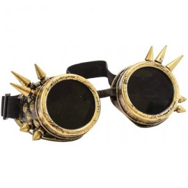 Aviator Spike Goggles Antique Brass Sunglasses Cosplay Aviator Steampunk Gothic Burning Man Silver - CS12M0PSD03 $16.08